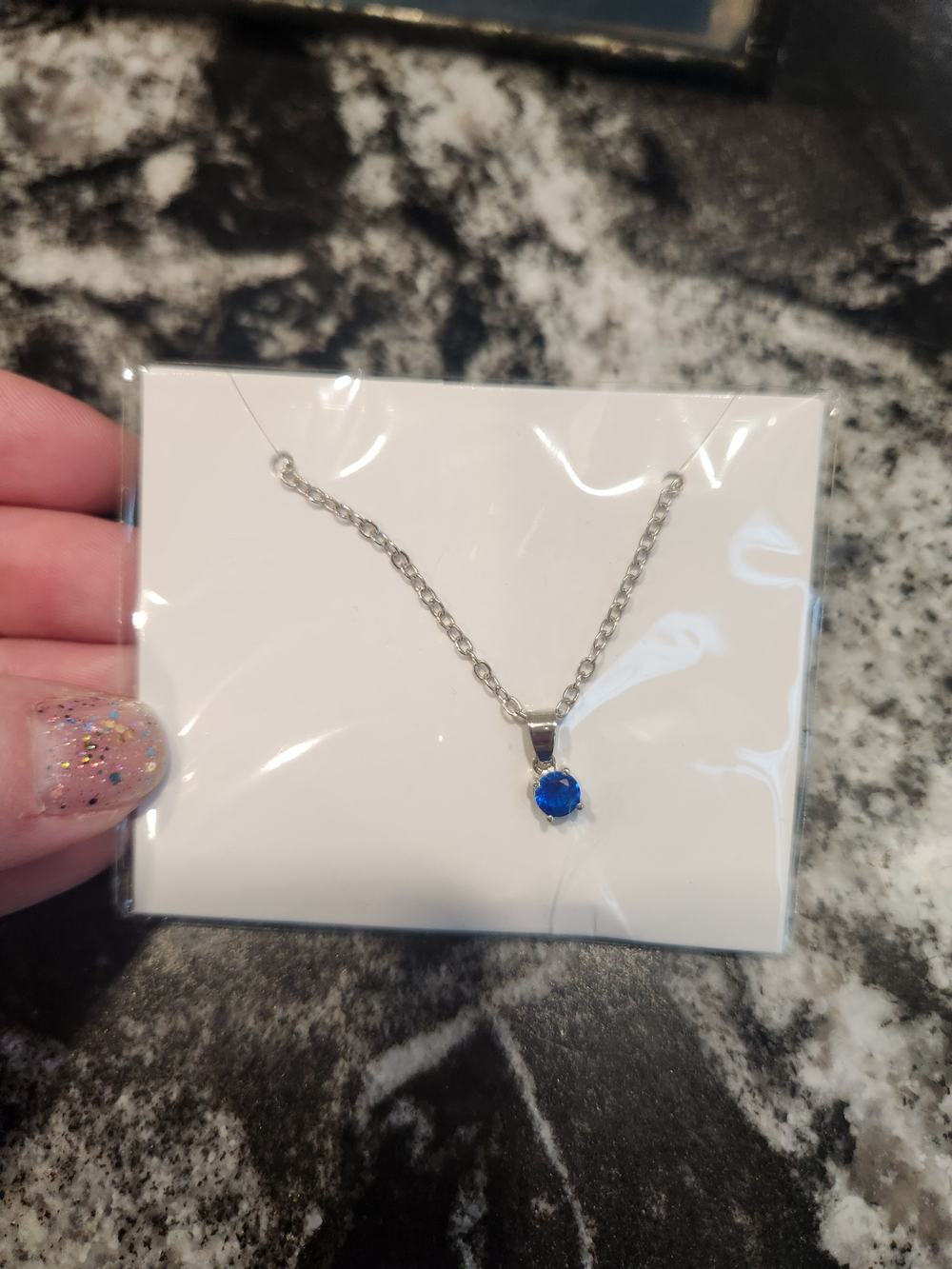 Effy Silver Necklace with Blue Crystal Pendant, NWT